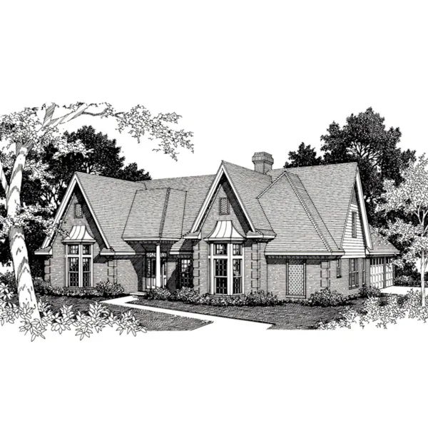 Traditional House Plan Front of Home - Gadwell Ranch Home 060D-0316 - Shop House Plans and More