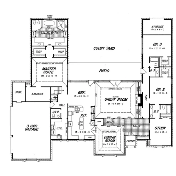 Ranch House Plan First Floor - Valhalla Place Luxury Home 060D-0332 - Shop House Plans and More