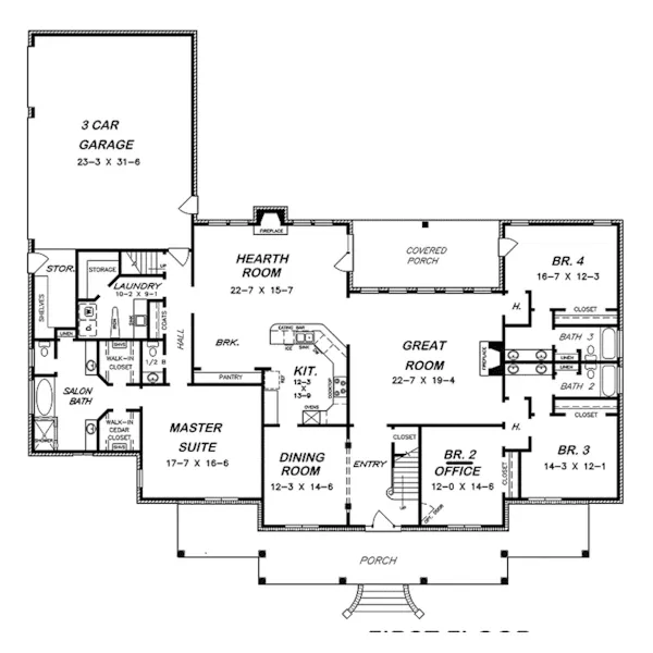 Ranch House Plan First Floor - Sevilla Place Luxury Home 060D-0333 - Shop House Plans and More