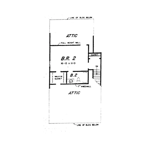 Ranch House Plan Second Floor - Valentine Narrow Lot Home 060D-0334 - Shop House Plans and More