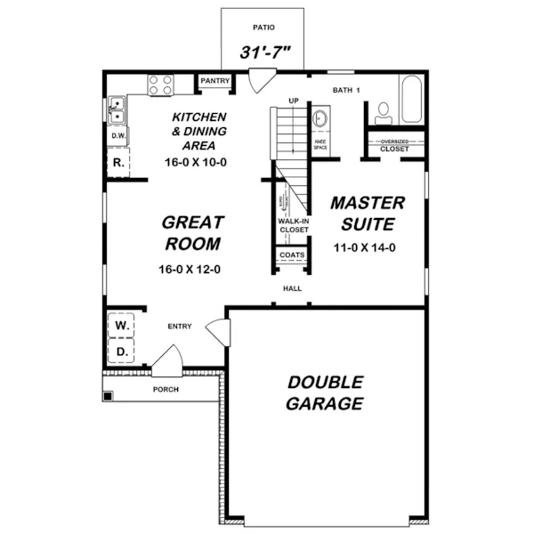 European House Plan First Floor - Regina Park Narrow Lot Home 060D-0338 - Shop House Plans and More