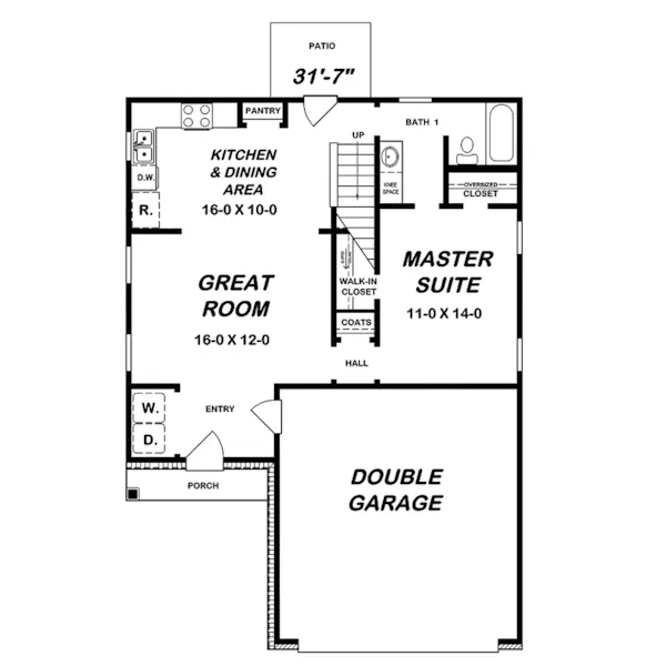 Rustic House Plan First Floor - Twist Way Narrow Lot Home 060D-0339 - Shop House Plans and More