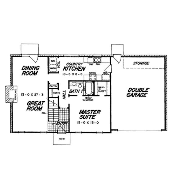 Country House Plan First Floor - Ward Park Colonial Home 060D-0341 - Shop House Plans and More