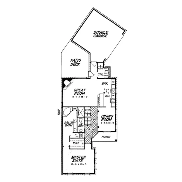 European House Plan First Floor - Clarendon Bay Narrow Lot Home 060D-0347 - Shop House Plans and More