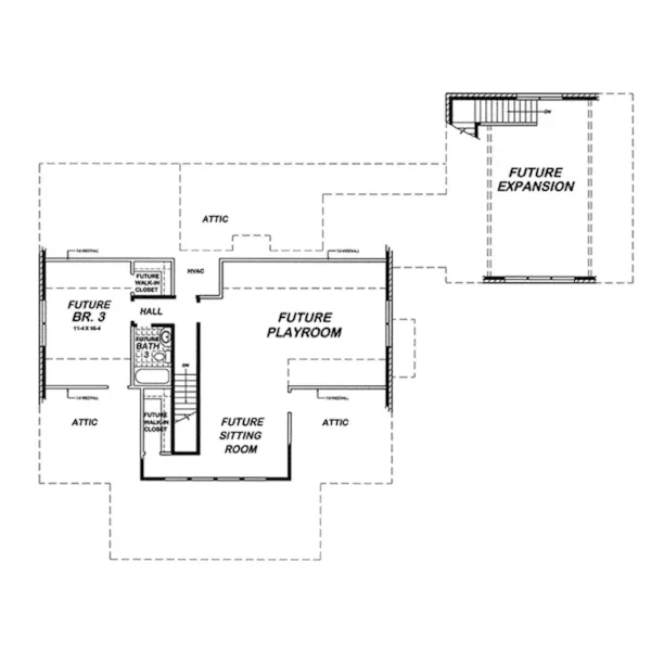 Traditional House Plan Second Floor - Crooked Bayou Bungalow Home 060D-0348 - Shop House Plans and More