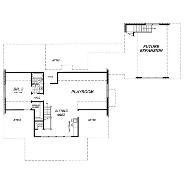 Bungalow House Plan Second Floor - Russett Valley Bungalow Home 060D-0384 - Shop House Plans and More