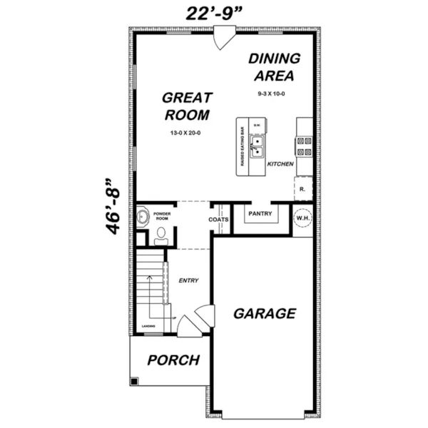 Traditional House Plan First Floor - Pea Trail Narrow Lot Home 060D-0423 - Shop House Plans and More