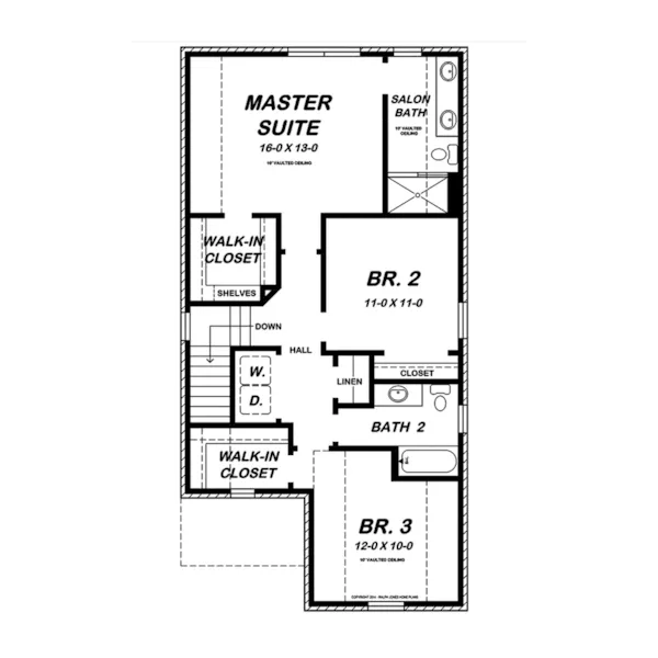 Traditional House Plan Second Floor - Terrell Narrow Lot Home 060D-0428 - Shop House Plans and More