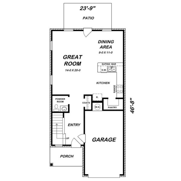 Ranch House Plan First Floor - Wade Way Narrow Lot Home 060D-0429 - Shop House Plans and More