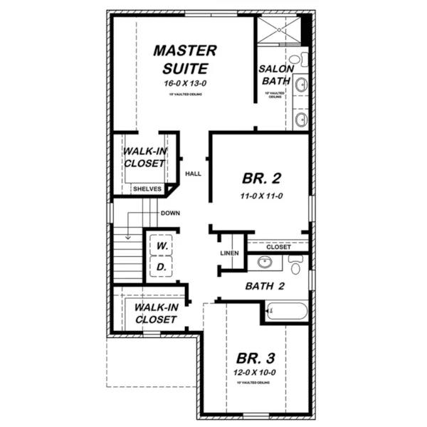 Ranch House Plan Second Floor - Wade Way Narrow Lot Home 060D-0429 - Shop House Plans and More