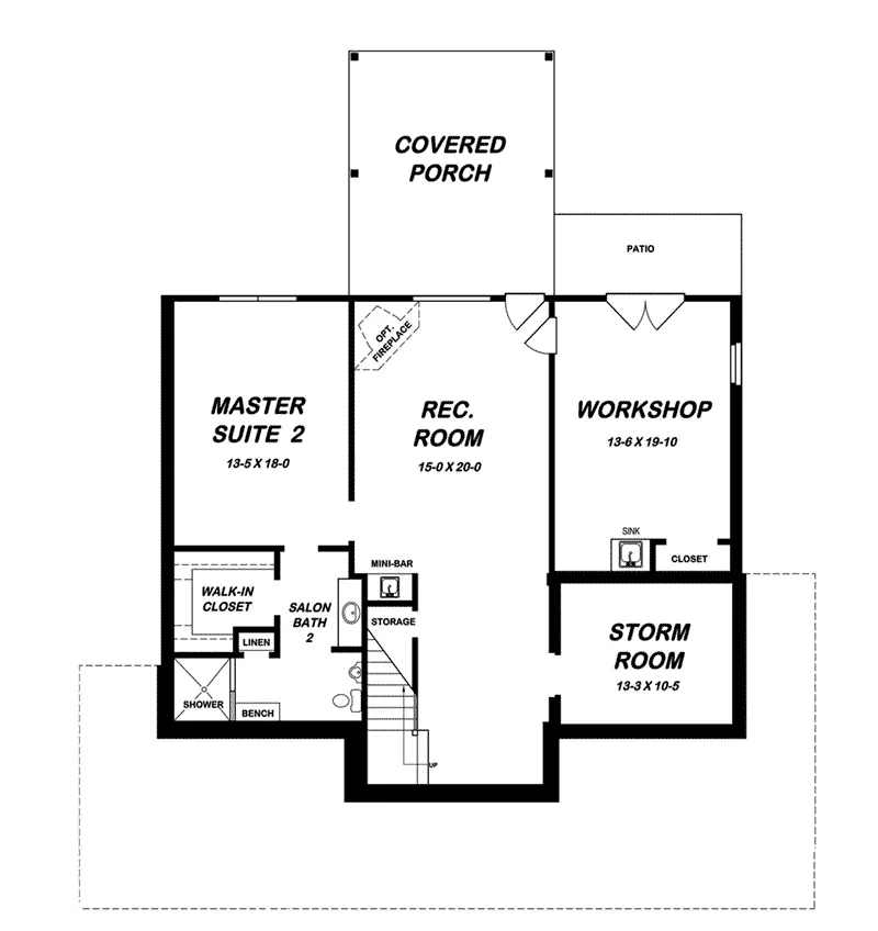 Ranch House Plan Basement Floor - 060D-0529 - Shop House Plans and More
