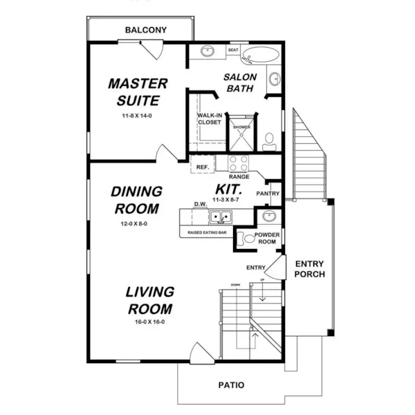 Traditional House Plan First Floor - Shenstone Narrow Lot Home 060D-0530 - Shop House Plans and More