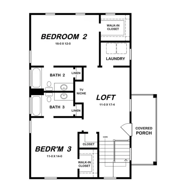 Traditional House Plan Second Floor - Shenstone Narrow Lot Home 060D-0530 - Shop House Plans and More