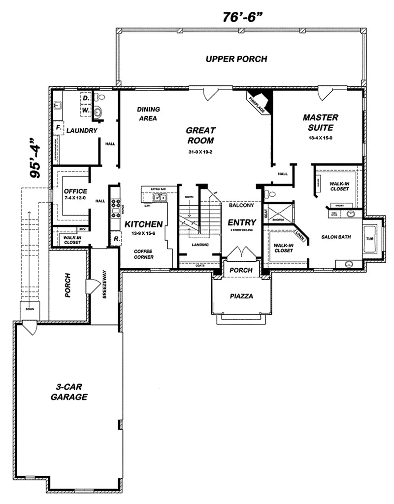 Ranch House Plan First Floor - 060D-0535 - Shop House Plans and More