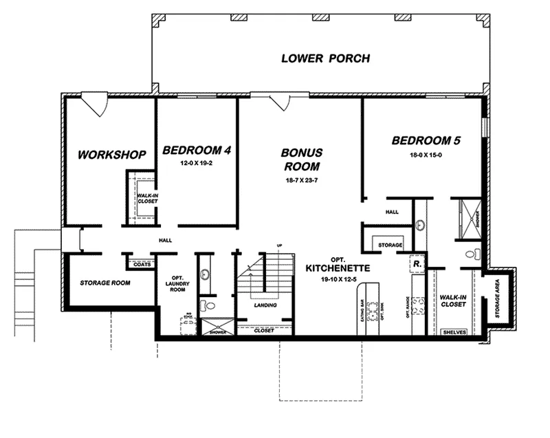 Ranch House Plan Lower Level Floor - 060D-0535 - Shop House Plans and More