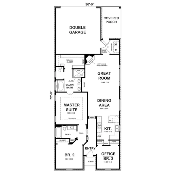 Rustic House Plan First Floor - Raycroft Narrow Lot Home 060D-0545 - Shop House Plans and More