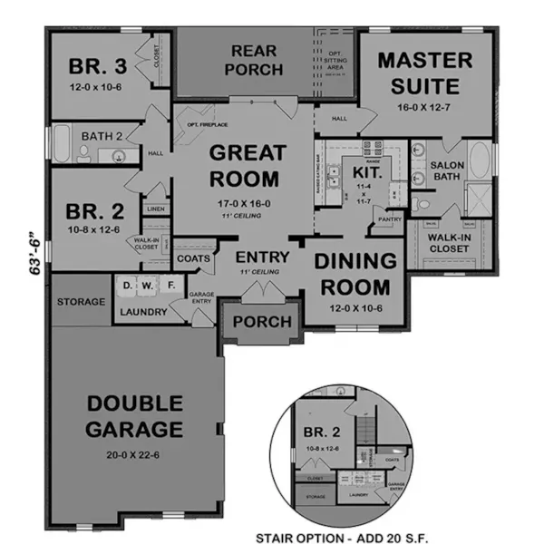 Ranch House Plan First Floor - Corning Creek European Home 060D-0549 - Shop House Plans and More