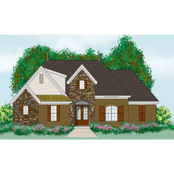 Ranch House Plan Front of Home - Corning Creek European Home 060D-0549 - Shop House Plans and More