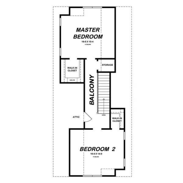 Traditional House Plan Second Floor - Scott Bay Narrow Lot Home 060D-0571 - Shop House Plans and More