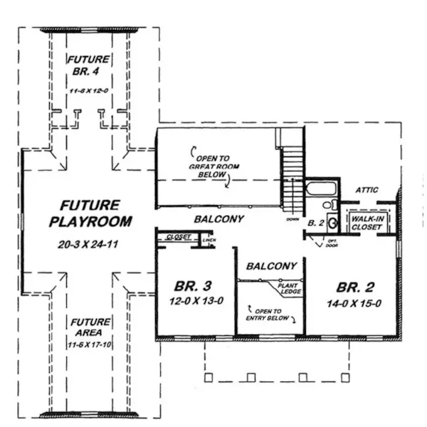 Traditional House Plan Second Floor - 060D-0596 - Shop House Plans and More