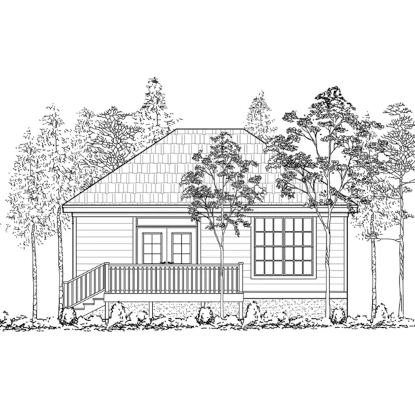 Ranch House Plan Rear Elevation - Cady Lane Small Home 060D-0606 - Search House Plans and More