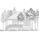 Ranch House Plan Rear Elevation - Cady Lane Small Home 060D-0606 - Search House Plans and More