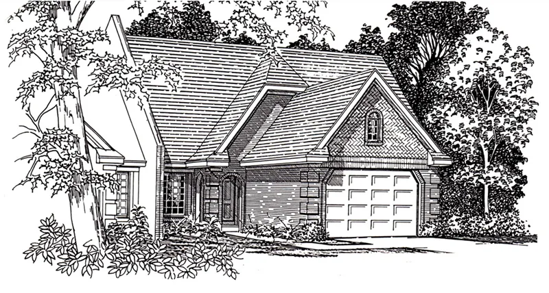 Ranch House Plan Front of Home - 060D-0616 - Shop House Plans and More