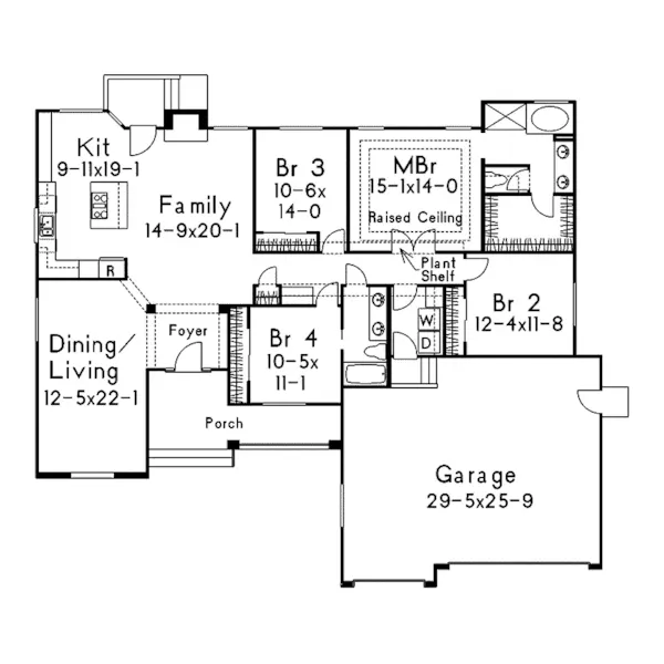 Ranch House Plan First Floor - Laurel Ranch Home 061D-0002 - Shop House Plans and More