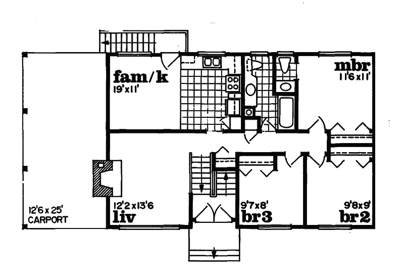 Modern House Plan First Floor - Falcon Way Modern Home 062D-0001 - Search House Plans and More