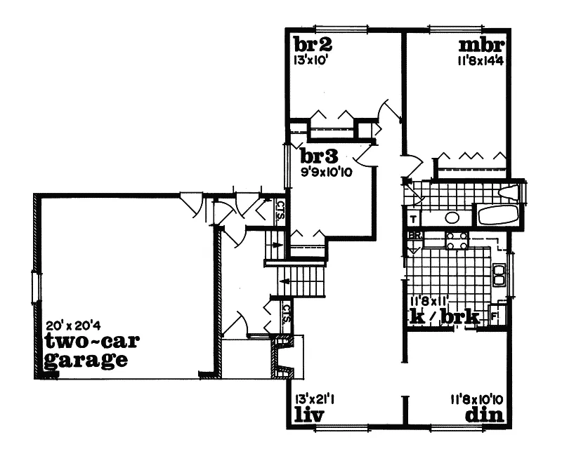 Traditional House Plan First Floor - Modesto Split-Level Home 062D-0002 - Shop House Plans and More