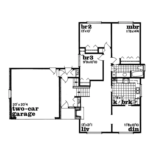 Traditional House Plan First Floor - Modesto Split-Level Home 062D-0002 - Shop House Plans and More