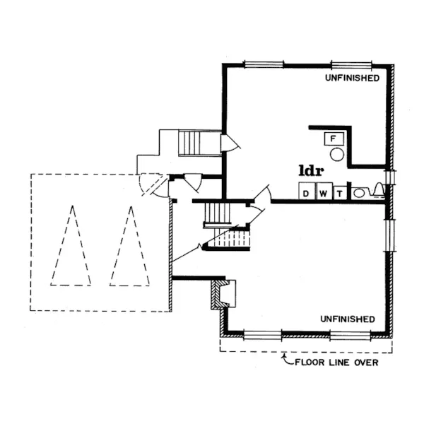 Traditional House Plan Lower Level Floor - Modesto Split-Level Home 062D-0002 - Shop House Plans and More