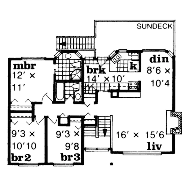 Traditional House Plan First Floor - Bristol Place Split-Level Home 062D-0004 - Search House Plans and More