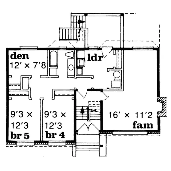 Traditional House Plan Lower Level Floor - Bristol Place Split-Level Home 062D-0004 - Search House Plans and More