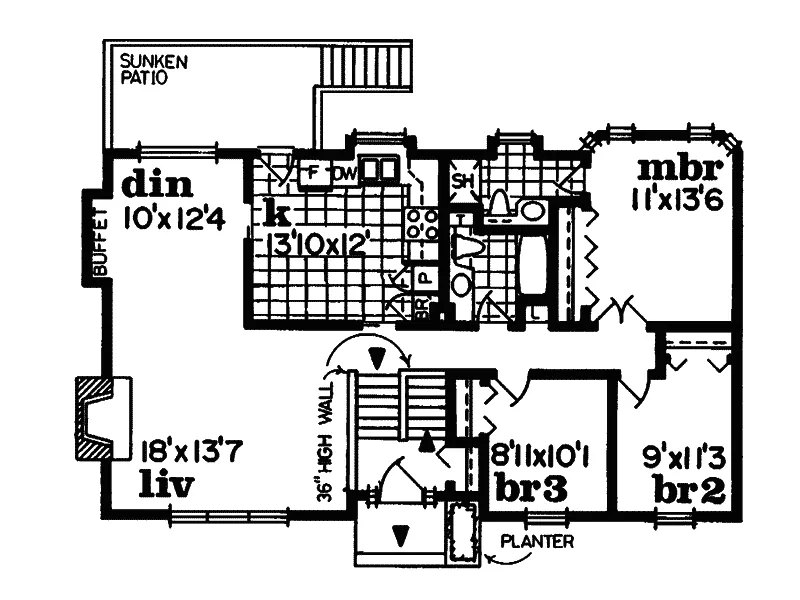 Traditional House Plan First Floor - Rochelle Ridge Split-Level Home 062D-0005 - Shop House Plans and More