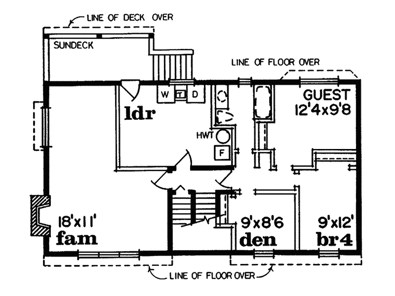 Traditional House Plan Lower Level Floor - Rochelle Ridge Split-Level Home 062D-0005 - Shop House Plans and More