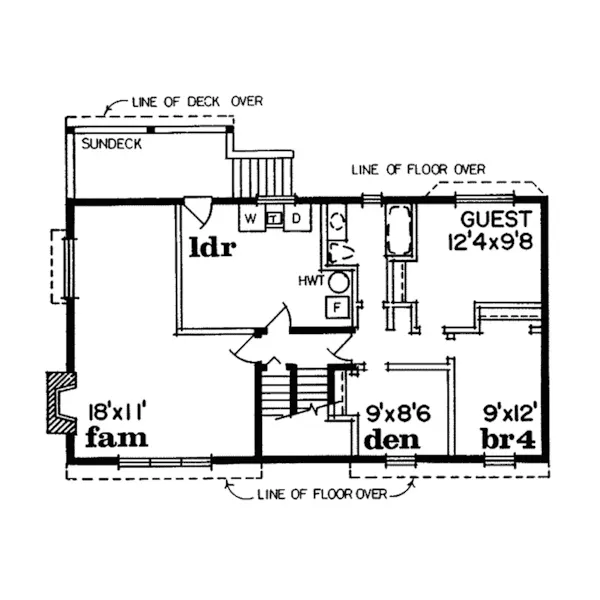 Traditional House Plan Lower Level Floor - Rochelle Ridge Split-Level Home 062D-0005 - Shop House Plans and More