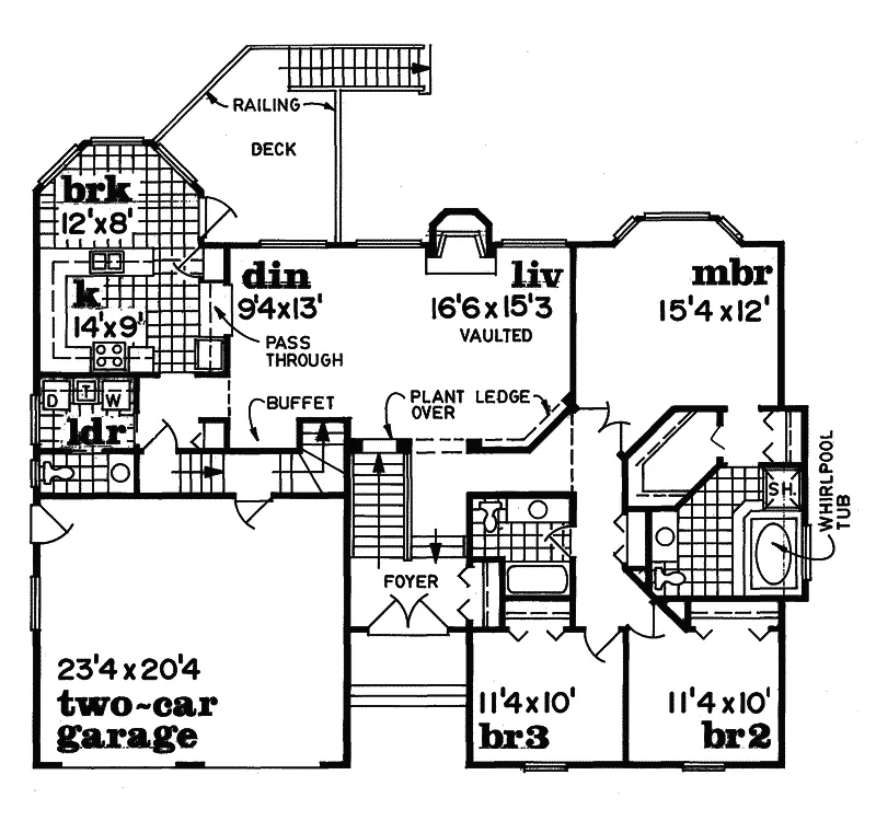 Ranch House Plan First Floor - Donte Sunbelt Ranch Home 062D-0007 - Search House Plans and More