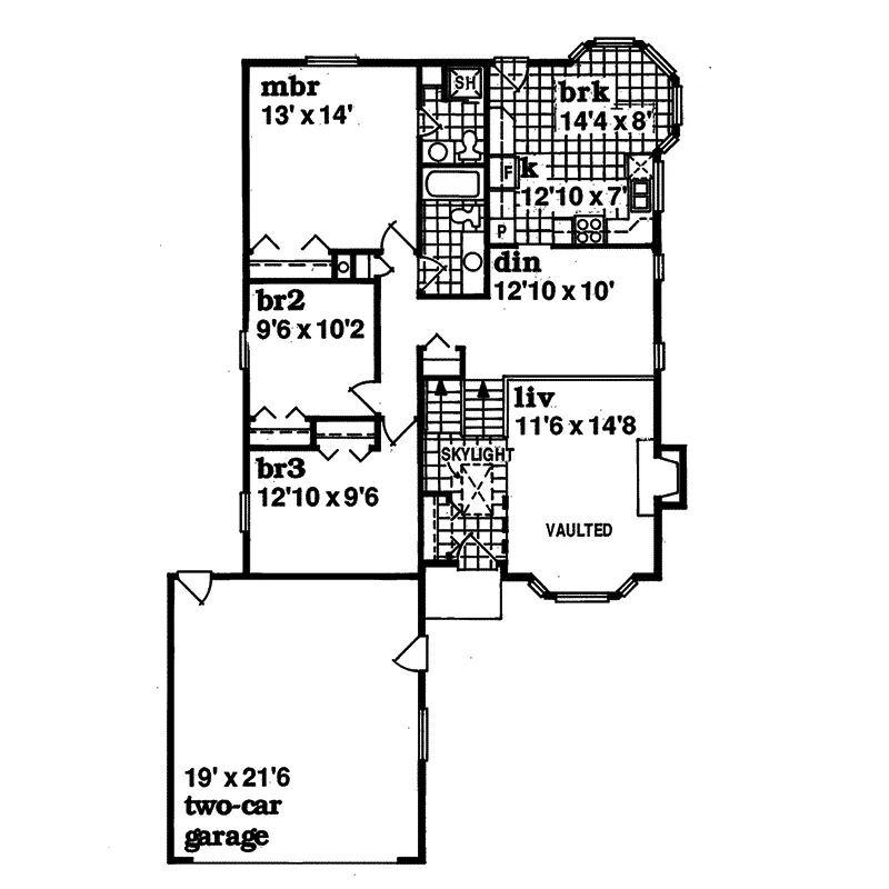 Ranch House Plan First Floor - Macon Ranch Home 062D-0009 - Shop House Plans and More