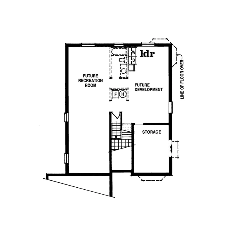 Ranch House Plan Lower Level Floor - Macon Ranch Home 062D-0009 - Shop House Plans and More