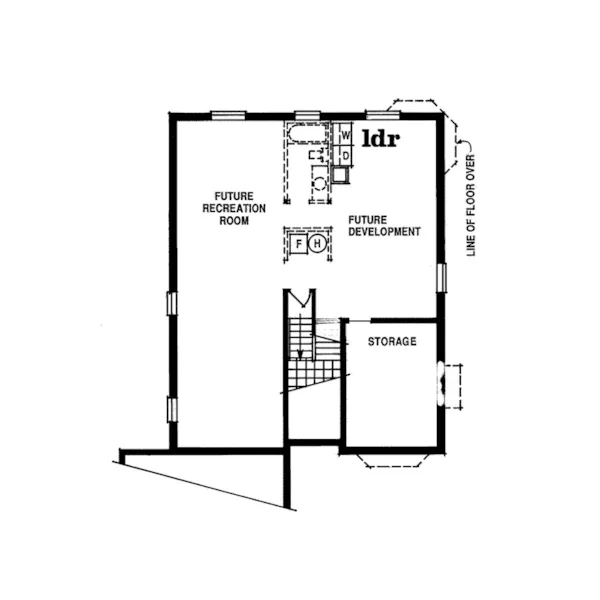 Ranch House Plan Lower Level Floor - Macon Ranch Home 062D-0009 - Shop House Plans and More