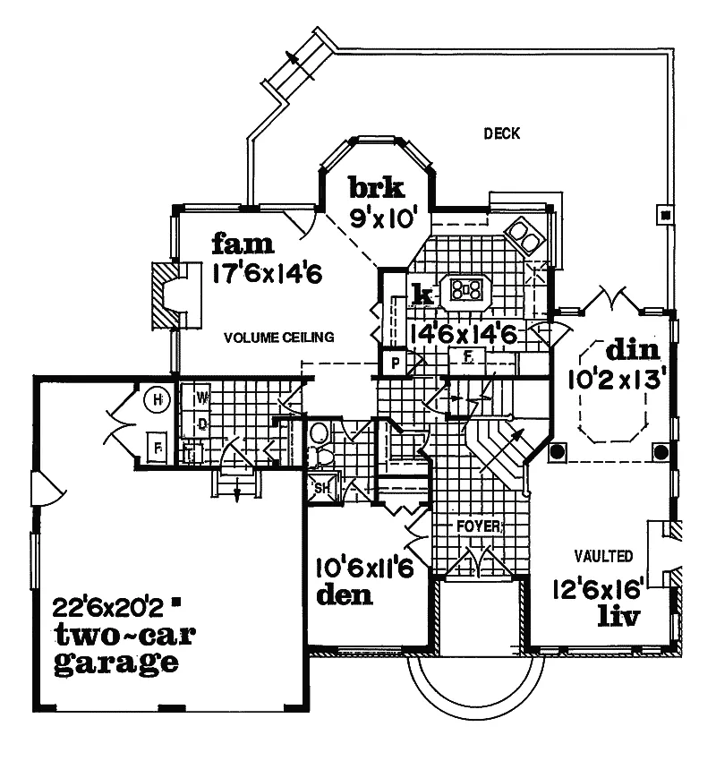 Contemporary House Plan First Floor - Glover Pointe Traditional Home 062D-0014 - Search House Plans and More