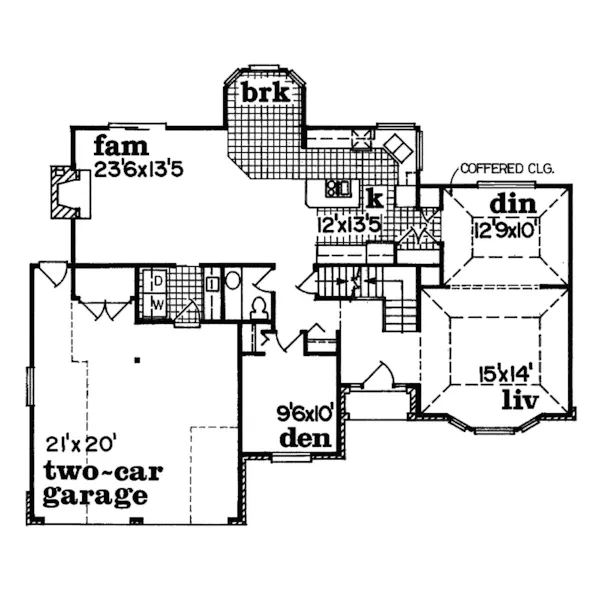 Traditional House Plan First Floor - Calliope Traditional Home 062D-0020 - Search House Plans and More