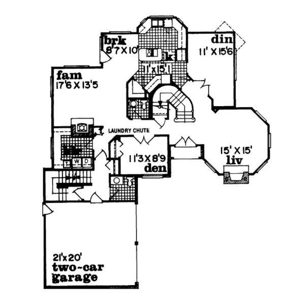 Victorian House Plan First Floor - Ansonborough Traditional Home 062D-0021 - Search House Plans and More