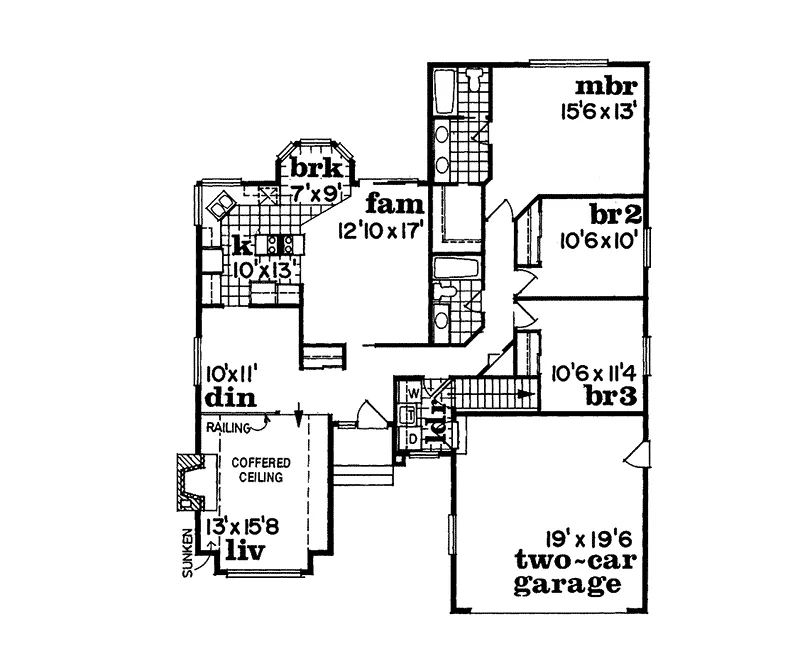 Traditional House Plan First Floor - Macklin Ranch Home 062D-0022 - Shop House Plans and More