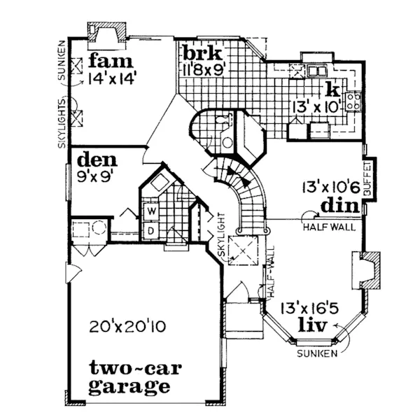 Contemporary House Plan First Floor - Briargrove Traditional Home 062D-0027 - Search House Plans and More