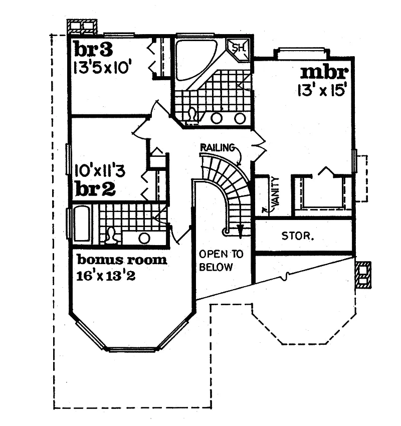 Traditional House Plan Second Floor - Briargrove Traditional Home 062D-0027 - Search House Plans and More