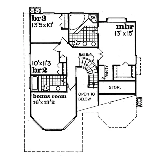 Contemporary House Plan Second Floor - Briargrove Traditional Home 062D-0027 - Search House Plans and More