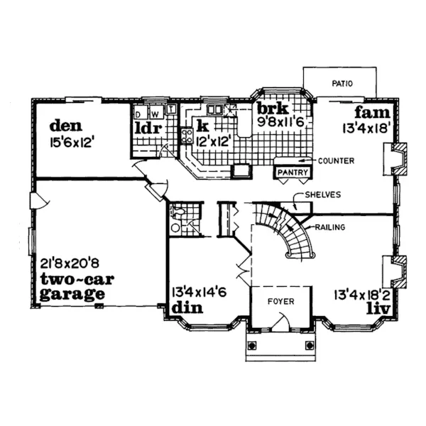 Colonial House Plan First Floor - Shelley Greek Revival Home 062D-0028 - Shop House Plans and More