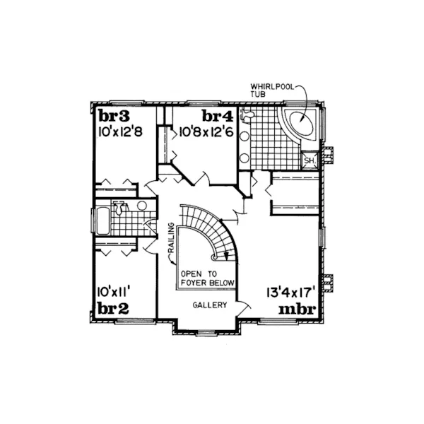 Colonial House Plan Second Floor - Shelley Greek Revival Home 062D-0028 - Shop House Plans and More